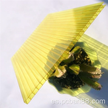 PC de policarbonato UV de doble cara amarilla de 8 mm